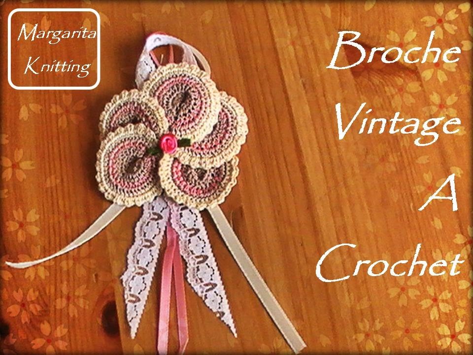 Broche Vintage tejido a crochet (zurdo)