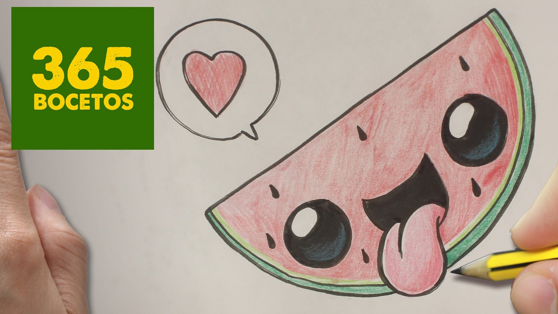 COMO DIBUJAR SANDIA KAWAII PASO A PASO - Dibujos kawaii faciles - How to draw a Watermelon