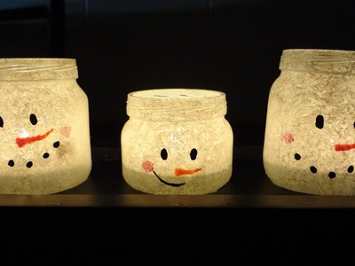 Como hacer porta velas muñeco de nieve, DIY decoración navideña