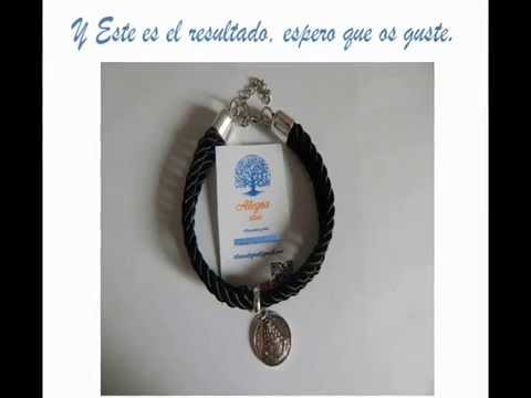 Pulsera de cordon negro con medalla. Tutorial exprés.