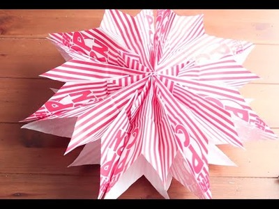 DIY Como hacer estrellas de papel con bolsas para  palomitas