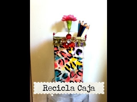 DIY recicla cartón de leche jugo porta lápiz pintura milk carton recycling painting and decorating