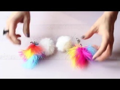 DIY: Como hacer llaveros de plumas y peluche How to make feather keychain