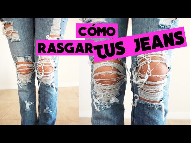 DIY rasga tus jeans. RIPPED JEANS ft.  Erika Goncalves | Vicky Alvarez