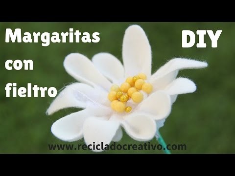 Cómo hacer margaritas con retales de fieltro - DIY How to make daisys out of felt