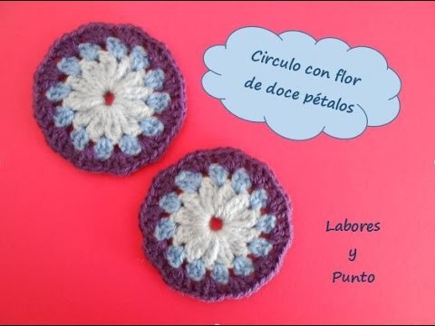 Aprende a tejer este circulo flor 12 petalos a ganchillo o crochet