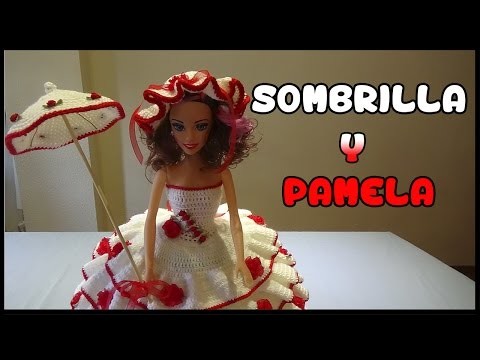 Como hacer Sombrilla y Pamela crochet para Muñeca