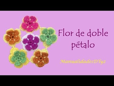 Como tejer flor a crochet paso a paso - Flor doble pétalo