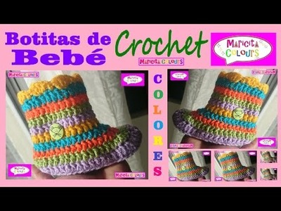 Botitas para Bebé Unisex "Colores" Crochet Tutorial Gratis por Maricita Colours