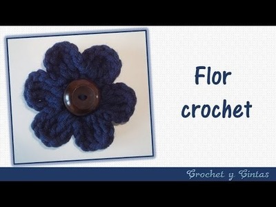 Flor con botón tejida a crochet ganchillo