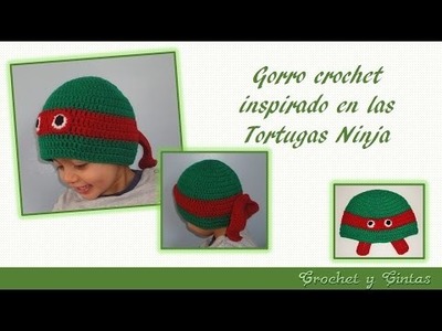 Gorro crochet inspirado en las Tortugas Ninja para niños