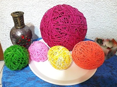 Como hacer esferas de hilo o estambre. DIY. How to make spheres thread