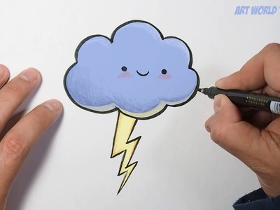 How to Draw a Cloud | Como Dibujar una Nube | Dibujos Kawaii Drawings