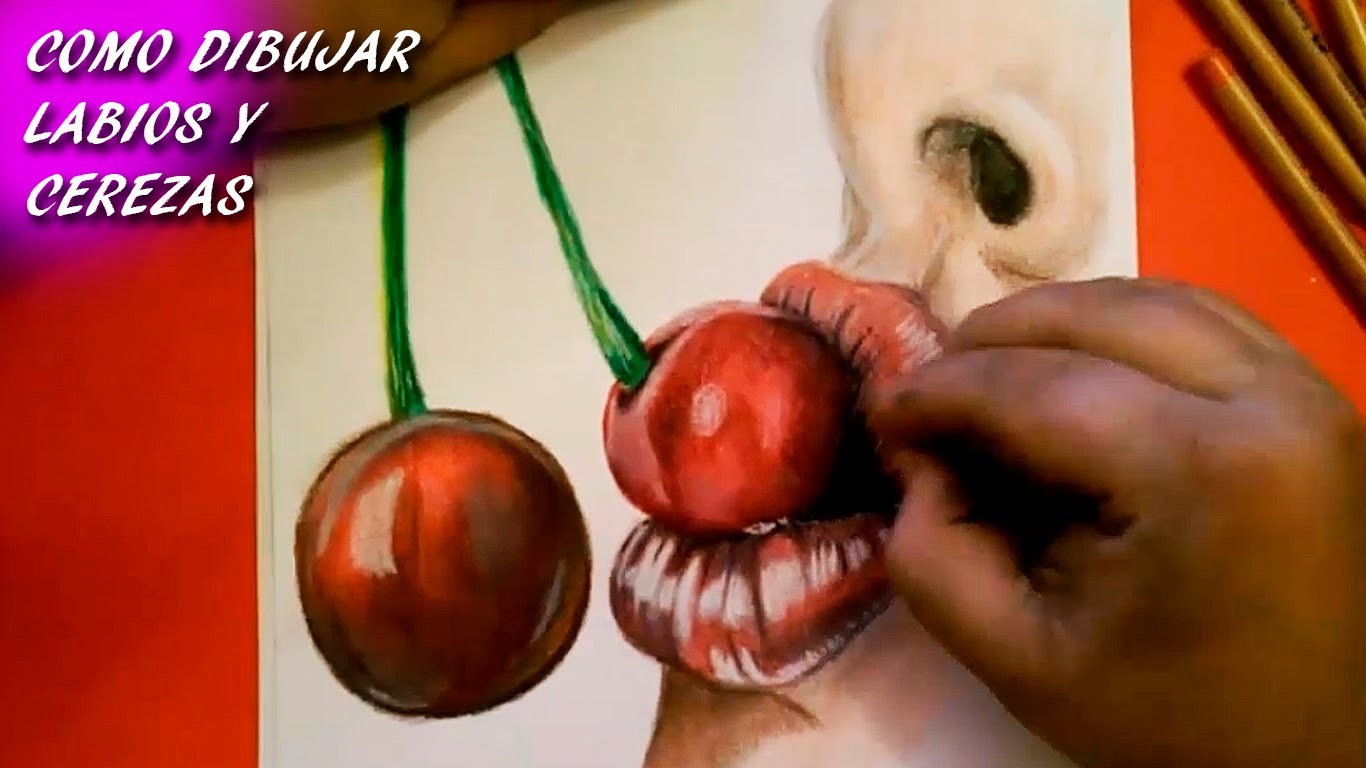 Como Dibujar Labios y Cerezas. How To Draw Lips and Cherries