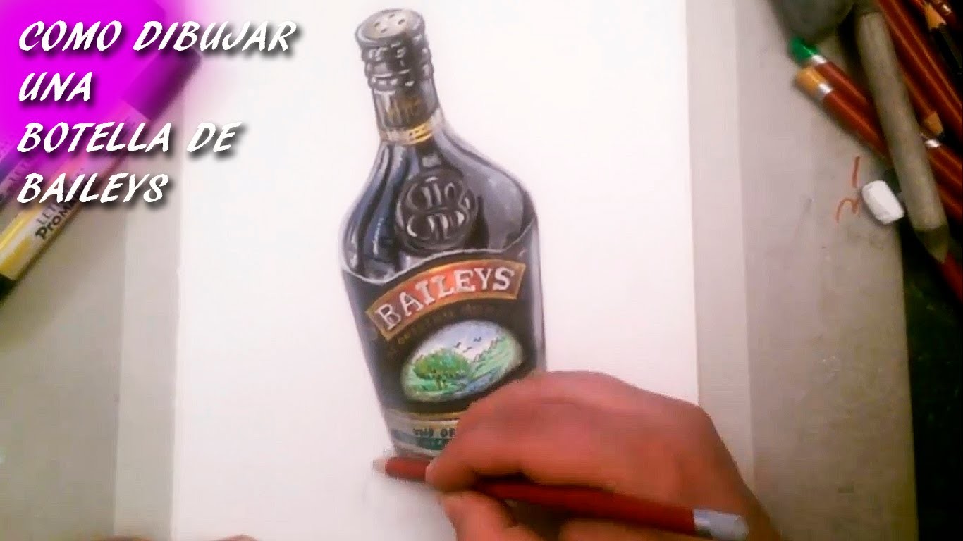 Como Dibujar Una Botella de Baileys I How to draw a bottle of Baileys