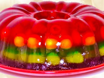 Como hacer gelatina de frutas arcoiris - How to make rainbow fruit gelatin