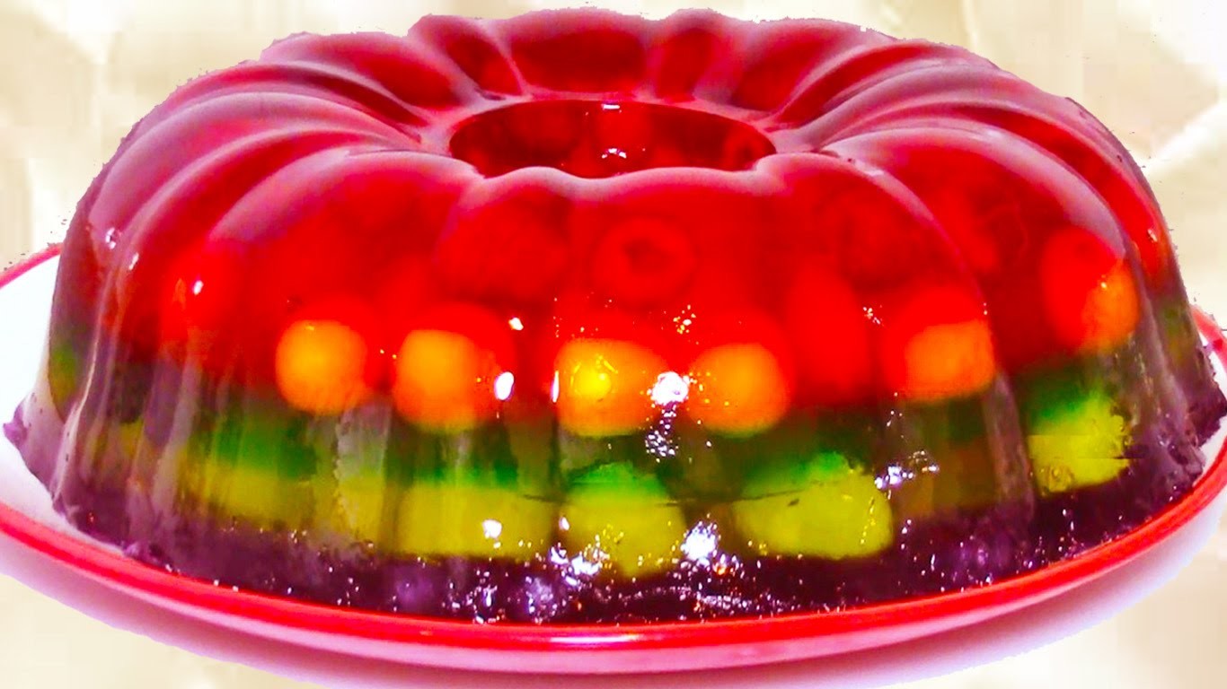Como hacer gelatina de frutas arcoiris - How to make rainbow fruit gelatin