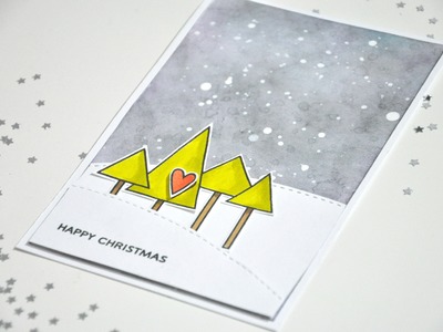 Tutorial tarjeta navideña con tintas Distress Ink y sellos de Paper Smooches. Christmas card