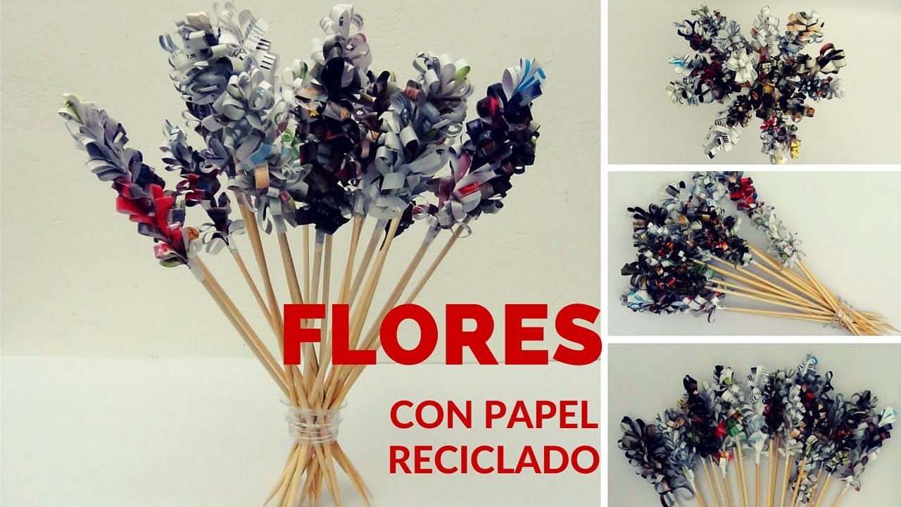 DIY Cómo hacer flores (jacintos) con papel reciclado - Hyacinth Flowers out of recycled paper