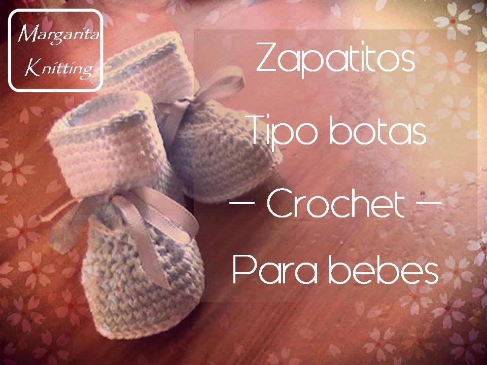 Zapatitos tipo bota para bebe a crochet (zurdo)