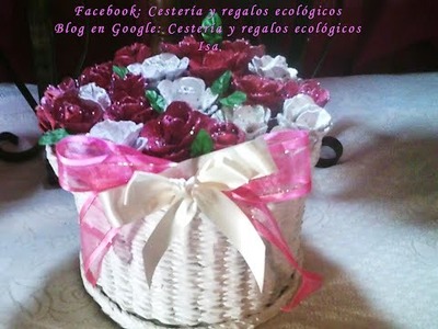 Cesto con tapa con rosas  Video 1 de 2. DIY Paper baskets