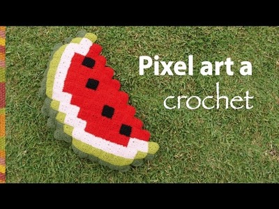 Pixel art en crochet: ¡muy divertido! El almohadón sandía es solo una muestra :)