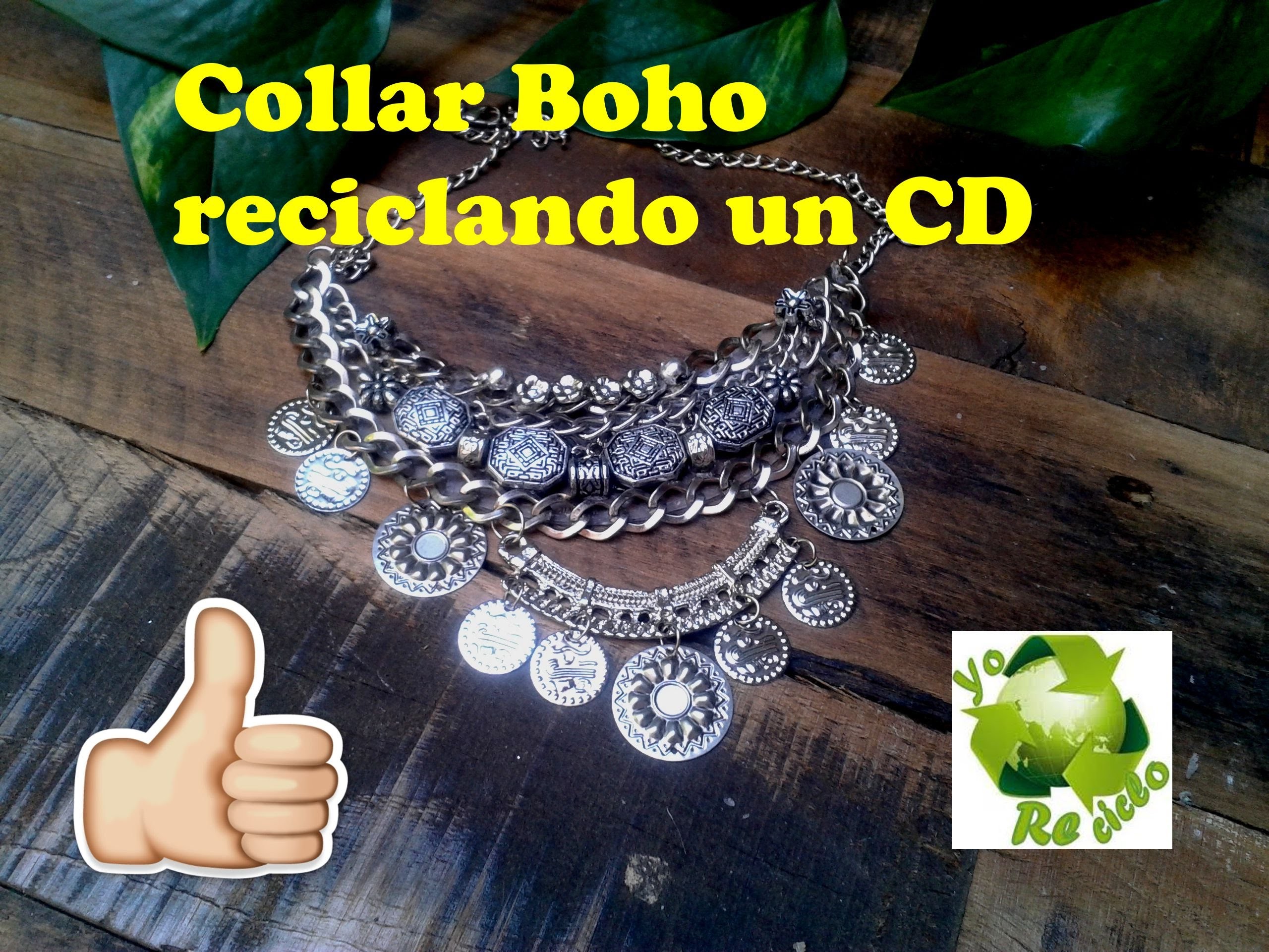 Como hacer un Collar boho reciclando un CD.DIY -DelCarmenArtesanal
