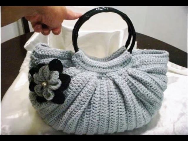 Bolsa Gris Gordita Tejida en Crochet - Fat Bottom Crochet Shiny Gray PARTE 1