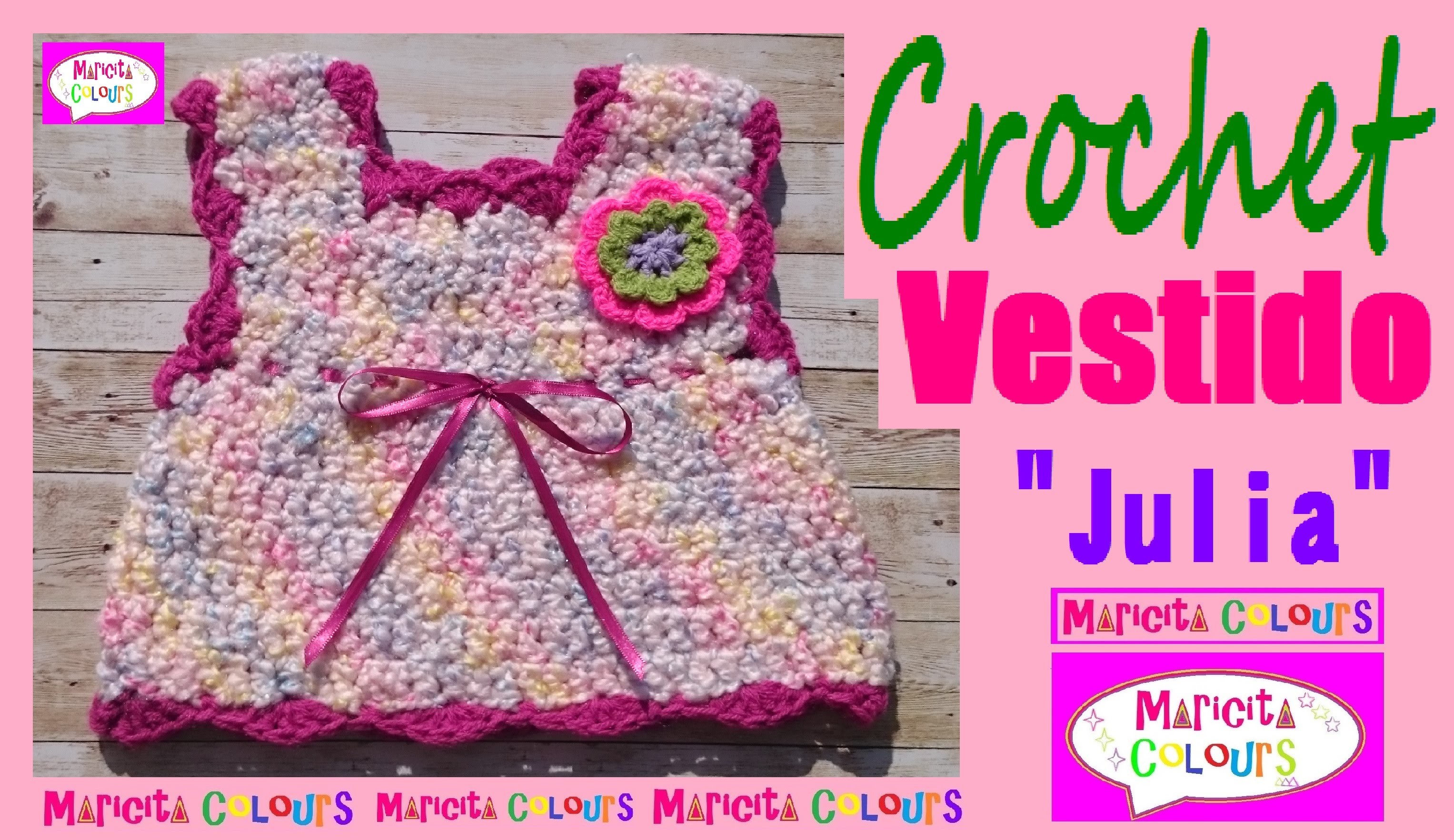 Vestido bebé a Crochet Express Básico  6 - 9 meses "Julia" por Maricita Colours