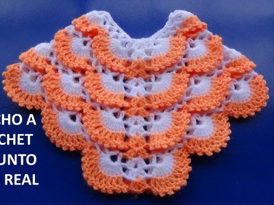 Poncho a crochet # 2 tejido en punto pavo real a crochet