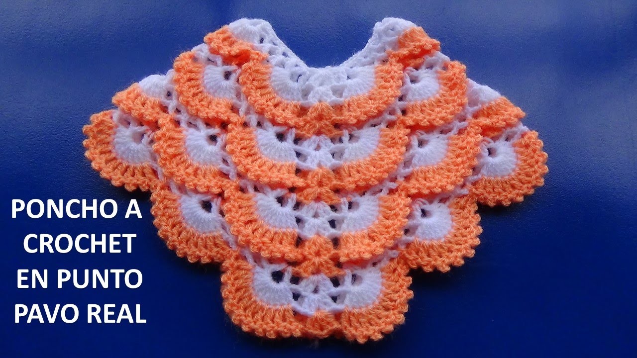 Poncho a crochet # 2 tejido en punto pavo real a crochet