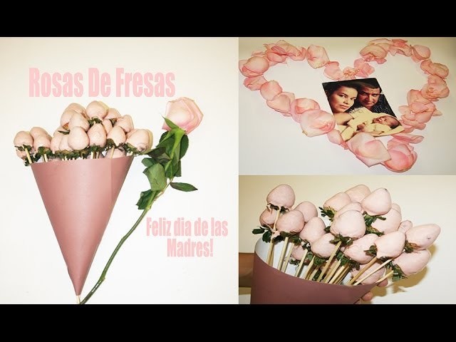 Como hacer rosas con fresas y chocolate♥Para el Día de las Madres
