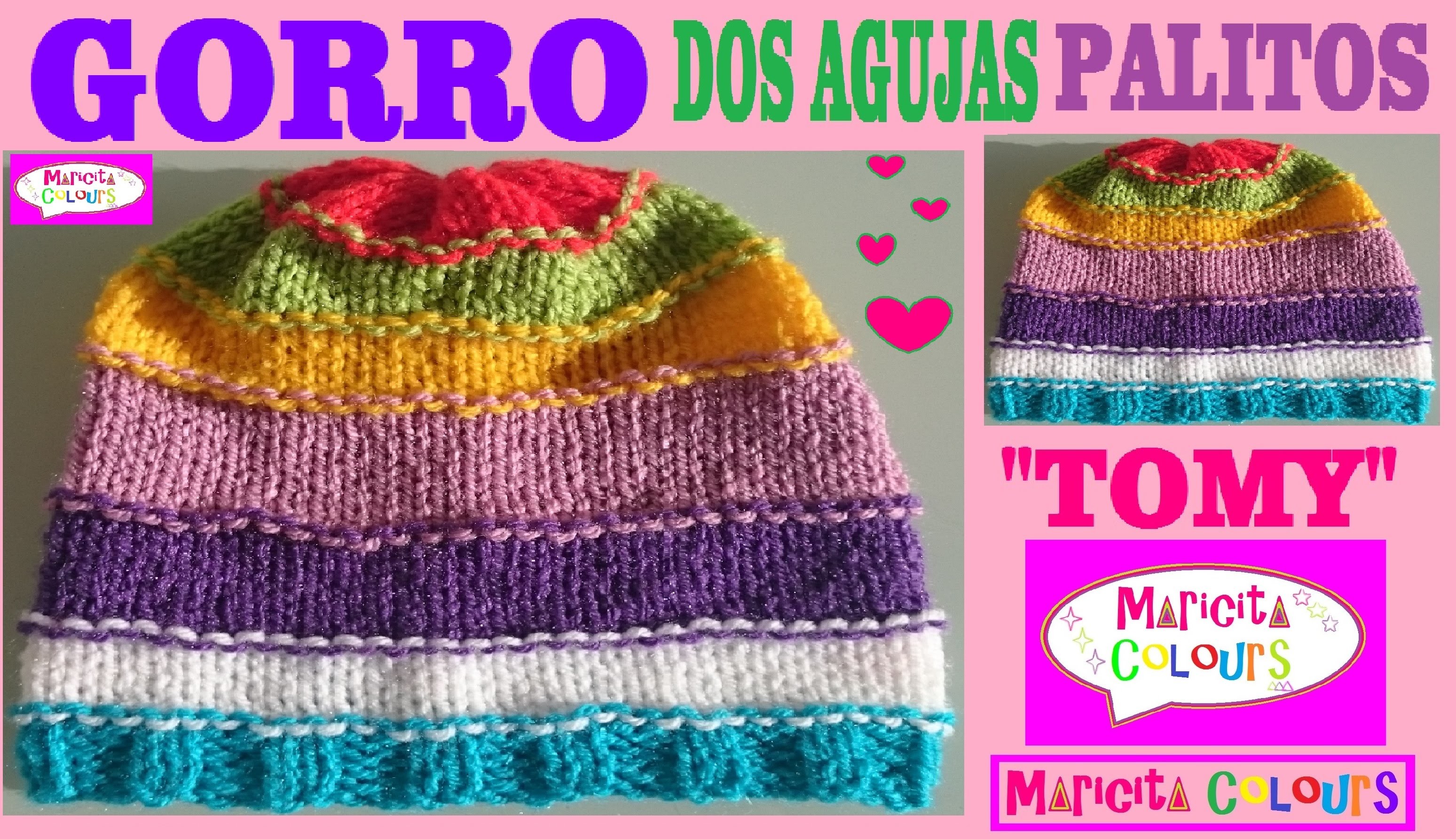 GORRO Bebé Dos Agujas "Tomy" Todas las TALLAS Tutorial por Maricita Colours
