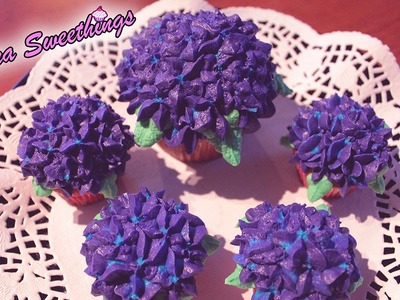 Hortensias  (Hydrangea) - Decoración de cupcakes en buttercream (Fácil)
