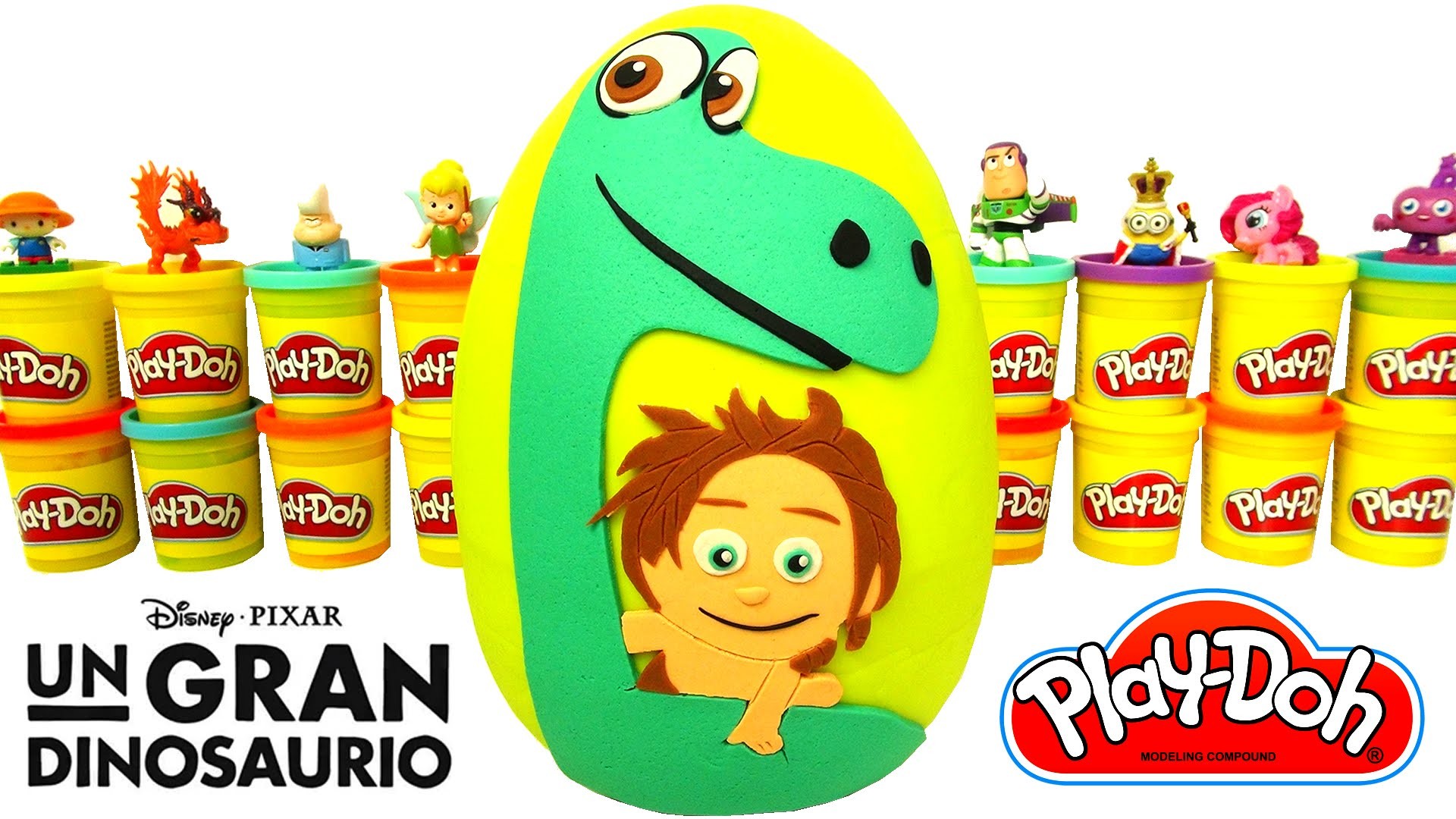 Huevo Sorpresa Gigante de Un Gran Dinosaurio en Español Plastilina Play Doh