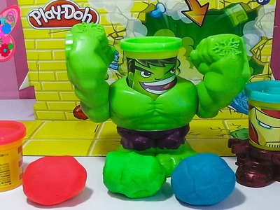 Play doh en español Hulk aplasta plasti juguete de plastilina con iron man y hulk de Marvel 2015