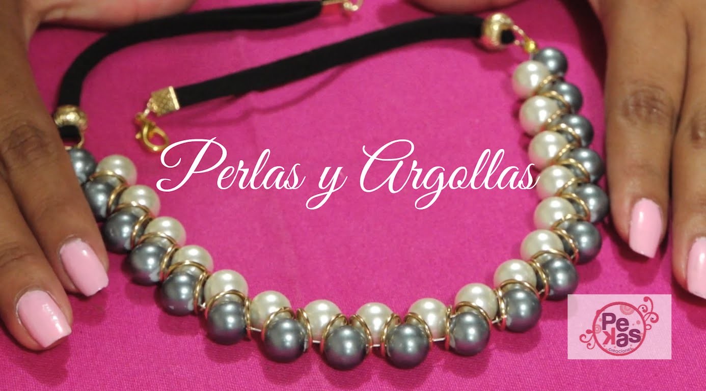Como hacer un Collar de Perlas y Argollas : Pekas Creaciones