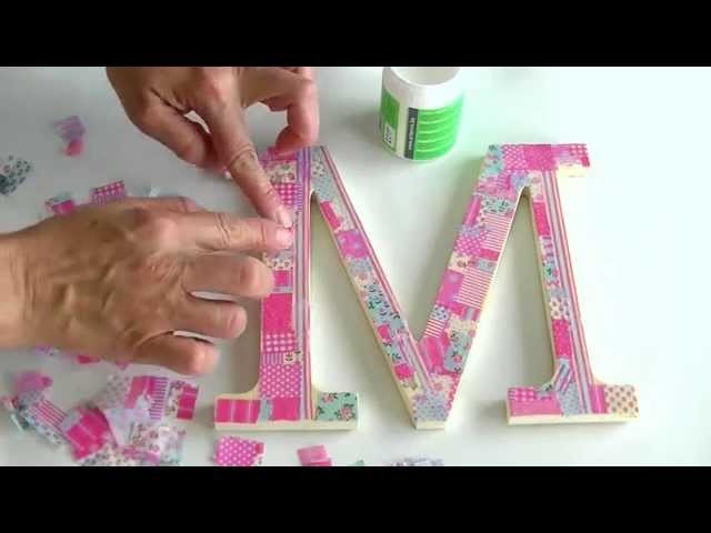 Letra de madera decorada con papel decoupage - Wooden letter decorated with decoupage paper