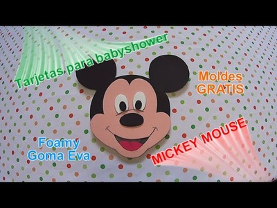 Cómo hacer tarjetas para baby shower Mickey Mouse en foamy goma eva con moldes gratis