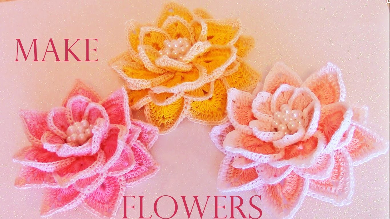 Como tejer fácil  rápido flores hermosas en una sola tira - How to make knitting crochet