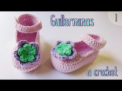 Como tejer guillerminas, merceditas a crochet para bebe (1.2)