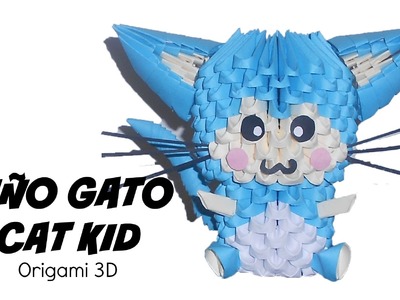 Niño gato - cat kid en origami 3D