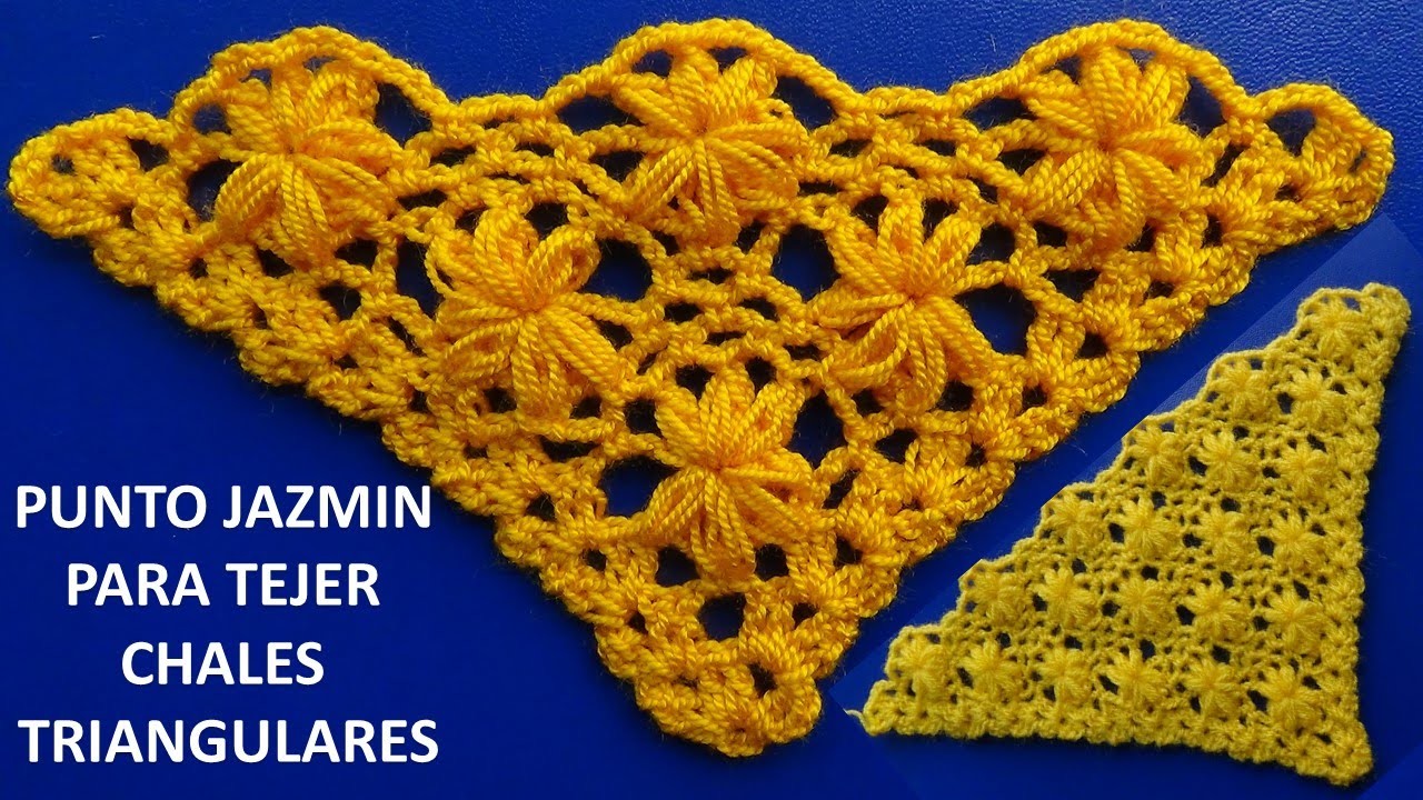 Chal tejido a crochet # 3 paso a paso en punto jazmin - SHAWL crocheting