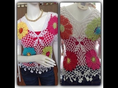 Como tejer 2a. parte blusa Flores By Petus a crochet