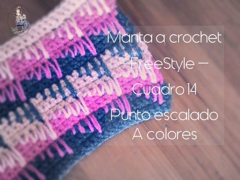 Manta a crochet FreeStyle cuadro 14: punto escalado de colores (zurdo)