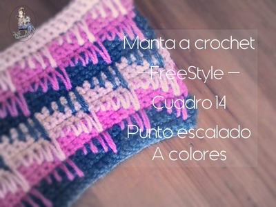 Manta a crochet FreeStyle cuadro 14: punto escalado de colores (diestro)