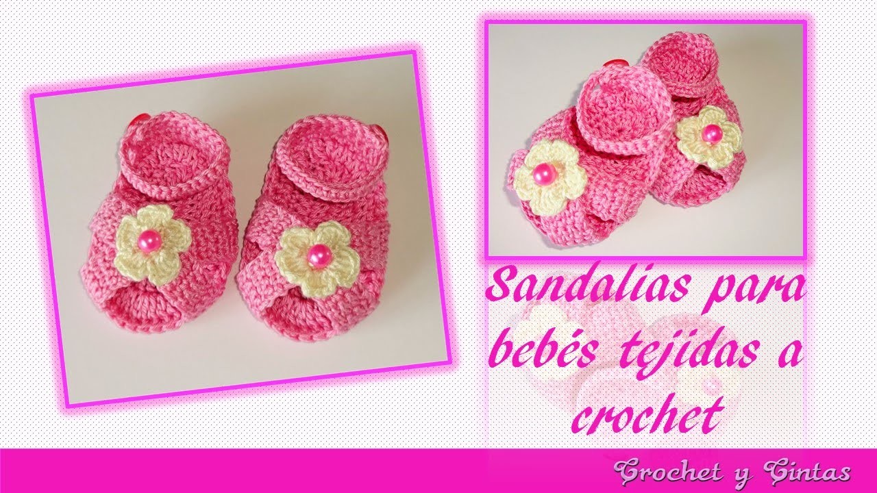 Sandalias para bebés tejidas a crochet (ganchillo) – Parte 1