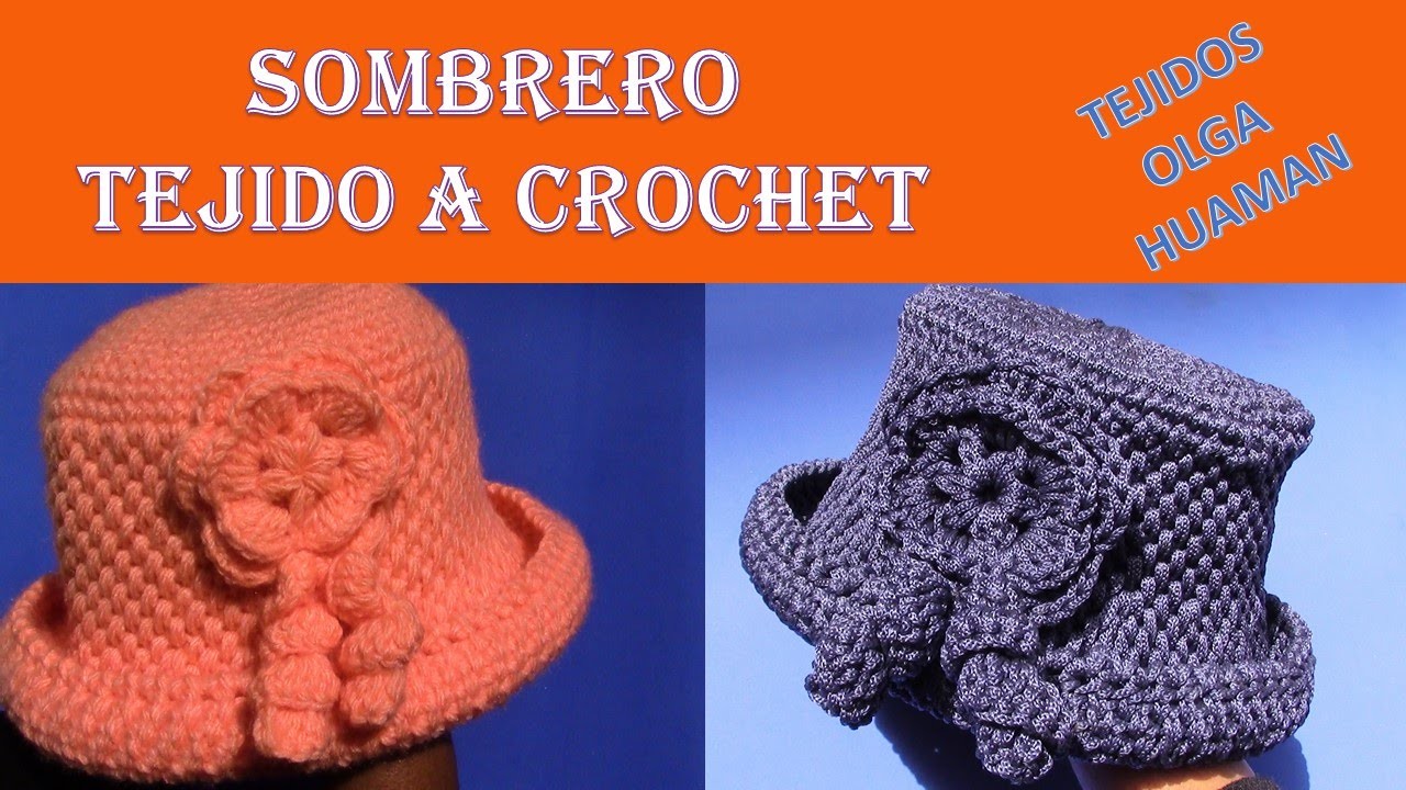 Sombrero con Flor tejido a crochet para cualquier edad
