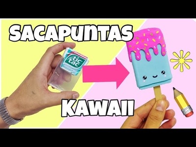 HAZ UN SACAPUNTAS KAWAII(paleta de helado kawaii)con caja de Tic Tac
