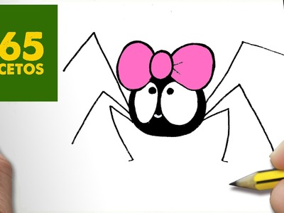COMO DIBUJAR ARAÑA KAWAII PASO A PASO - Dibujos kawaii faciles - How to draw a SPIDER